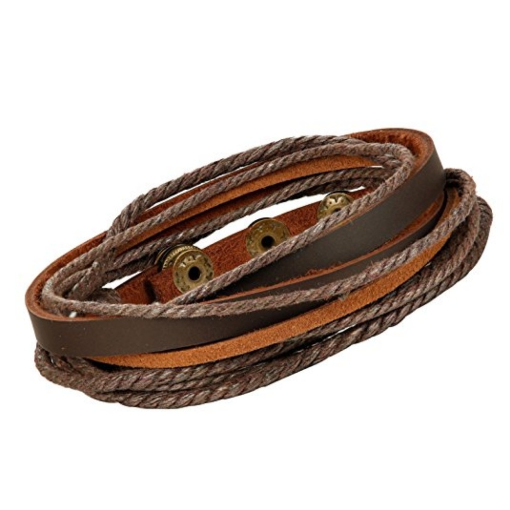 New Stylish Men 4Pcs Braided Leather Bead Bracelet - Picture 5 of 6